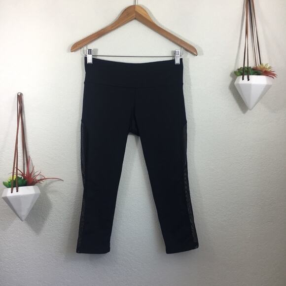 Onzie tuxedo black cropped leggings with mesh - Picture 2 of 7